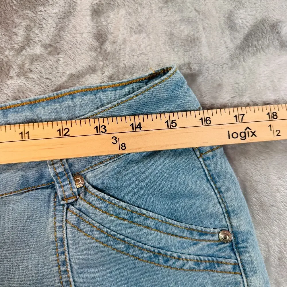 N.Y.K Women Size XL Blue Light Wash Seamed Flare Bootcut Denim Jeans Stretch